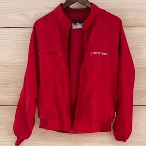 Vintage Pontaic Members MBA Large Mens Red Nylon bomber Jacket Broken Zipper